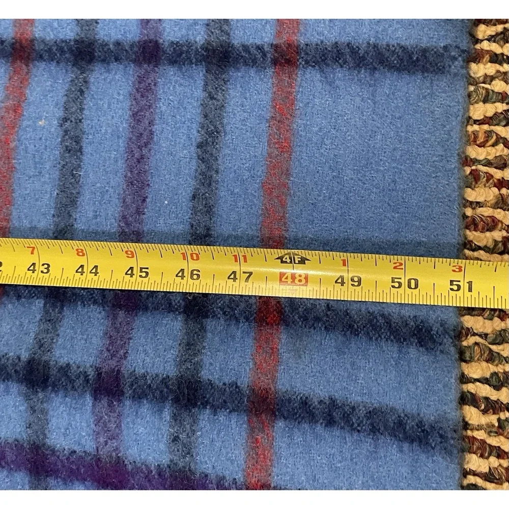 Vtg Albany Woollen Mills Blanket Australian 100% Wool Snuggle Rug Blue 51